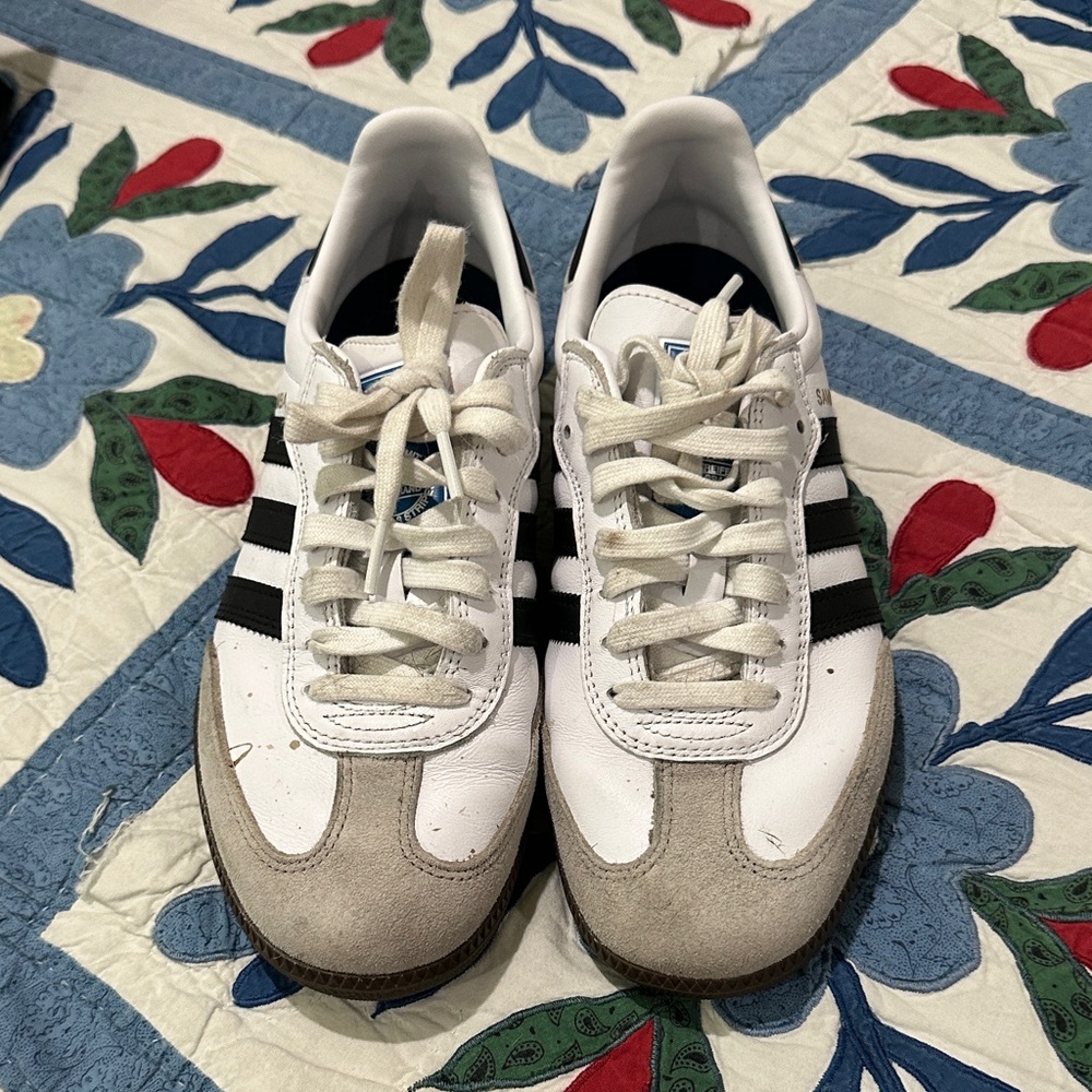 Adidas White and Black Sneakers with Suede Accents